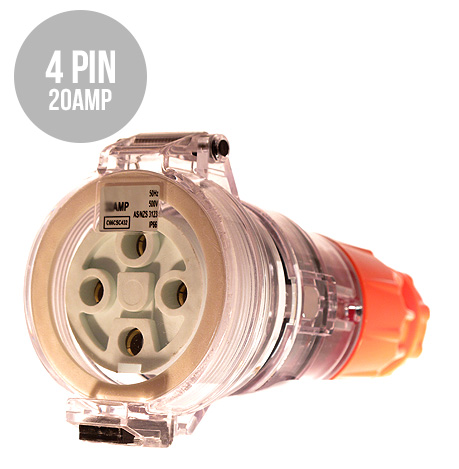3 Phase Socket - 4 Pin - 20 Amp