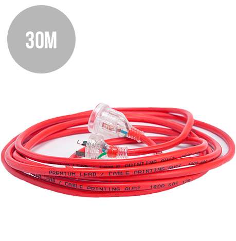 30M H/D Printed Extension Lead Red